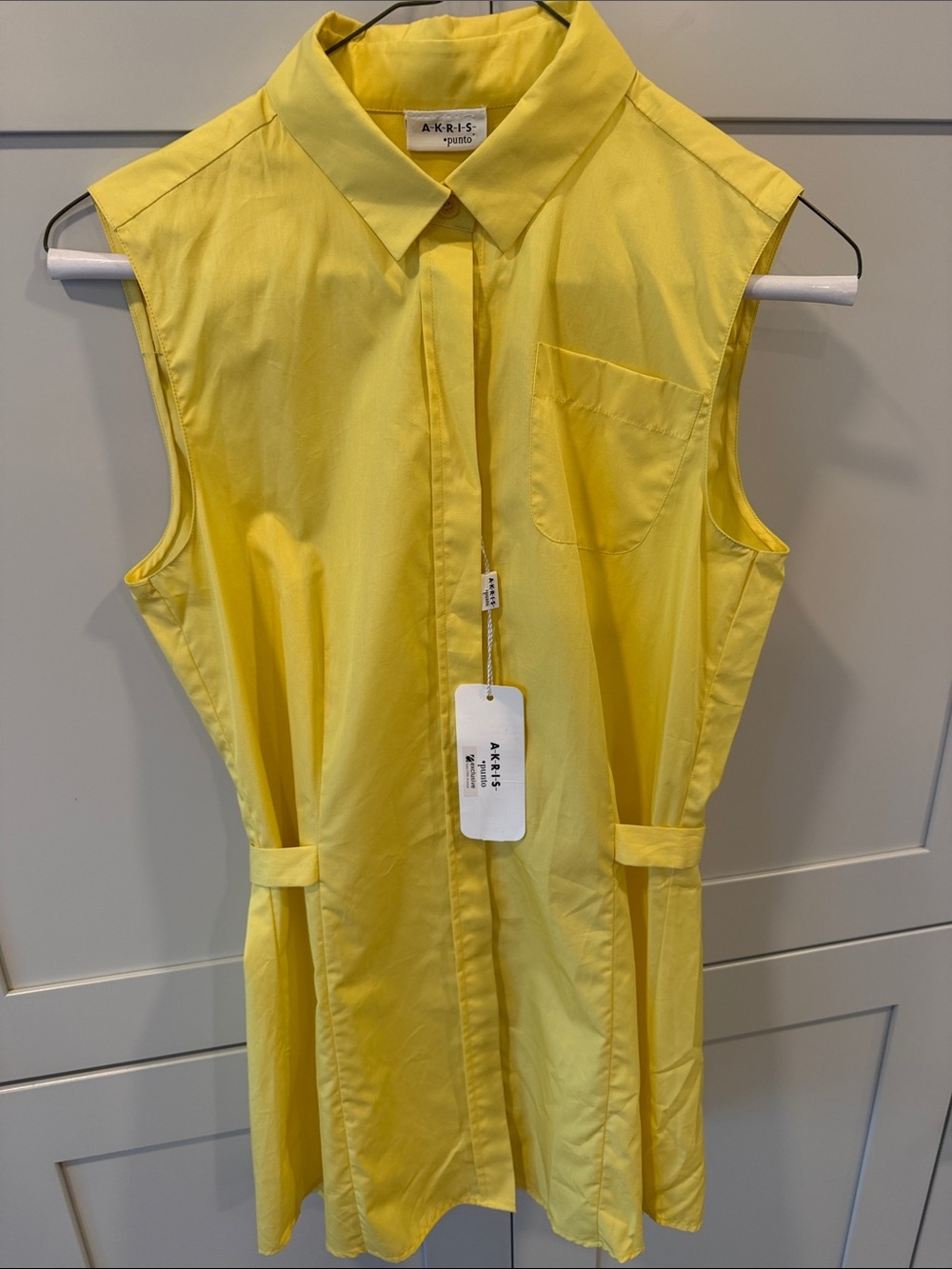 ☀️Akris punto Yellow Sleeveless Collared Blouse